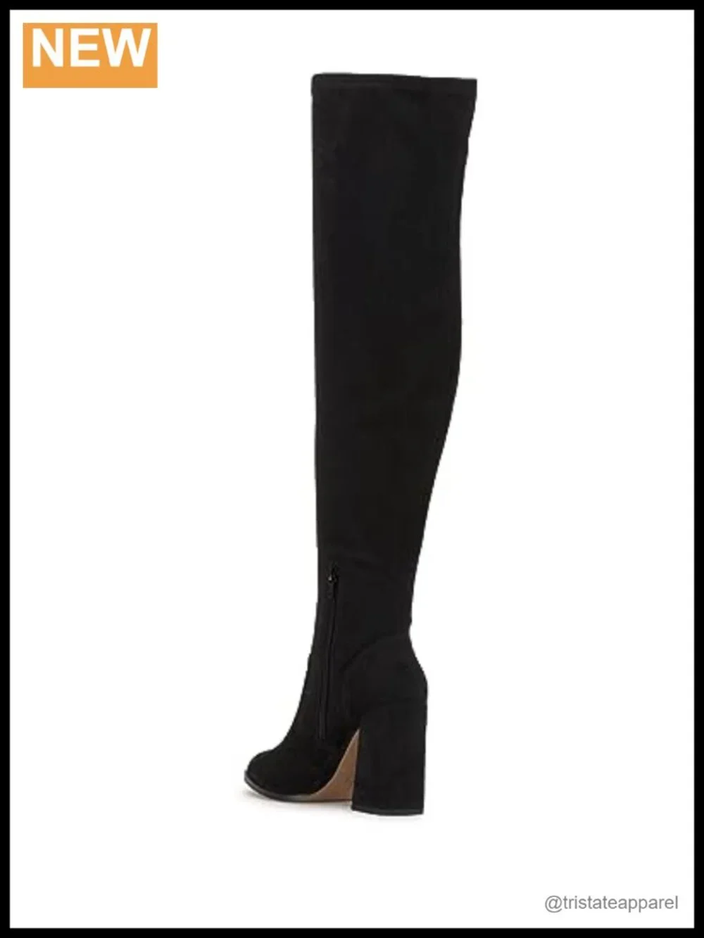 Faux Suede Over-the-Knee Zip Boots Block Heel Round Toe